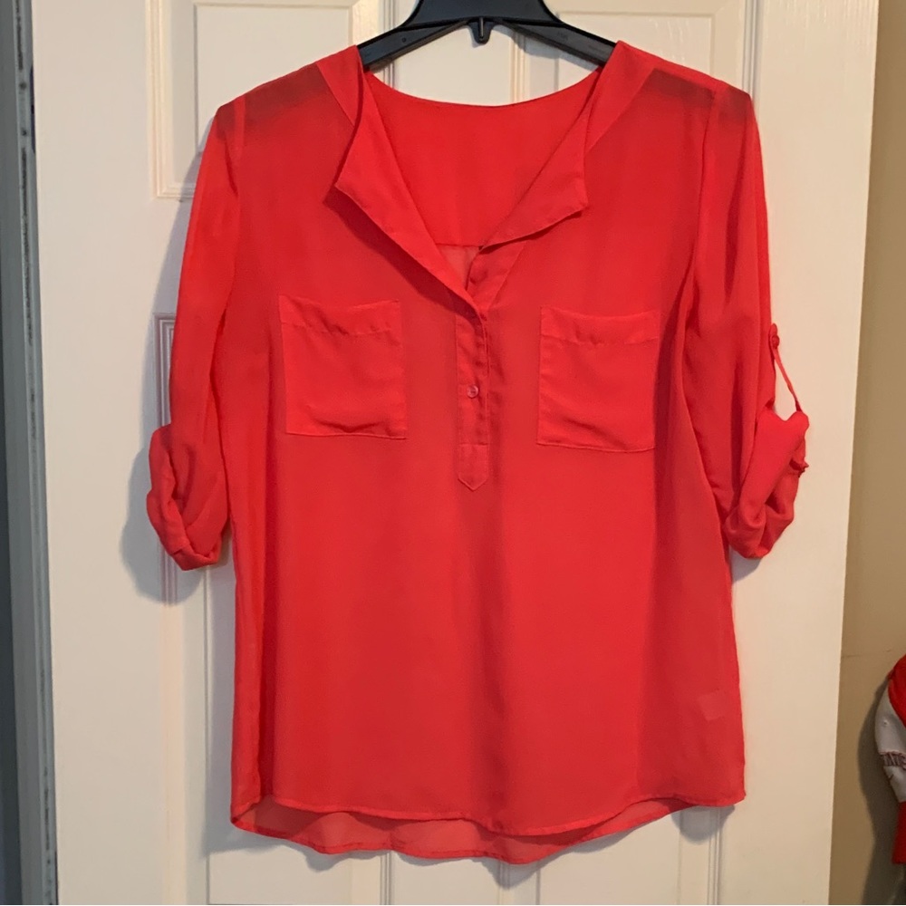 Maurice’s sheer top in coral
